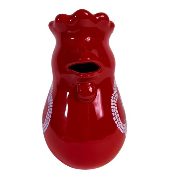 TempTations Red Ceramic Rooster Pitcher Jug VTG Farmhouse Creamer Gravy Syrup - Picture 3 of 13